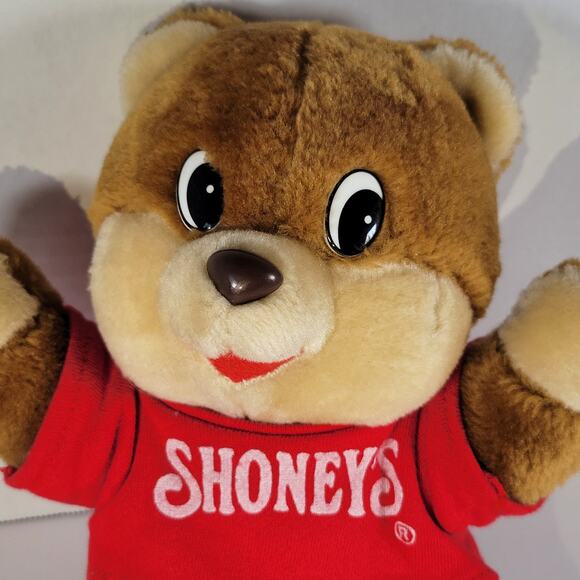 Vintage 1986 Shoney's Bear Plush 12" Stuffed Animal Red Shirt and Jeans Stuffie - Picture 4 of 11